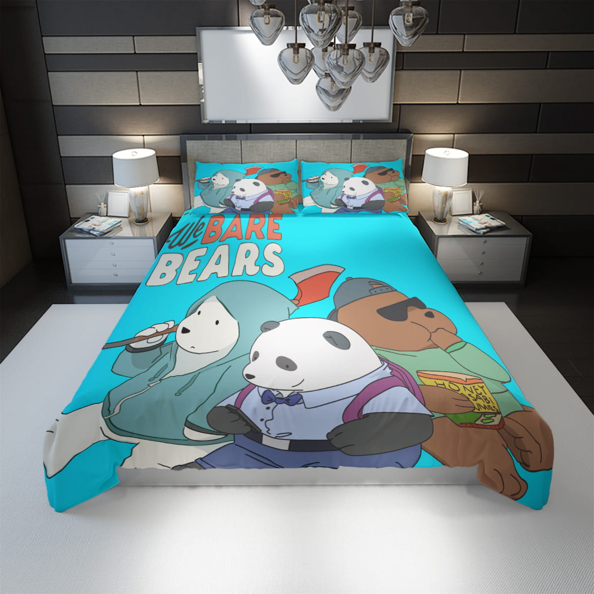 We Bare Bear Bedding Set We Bare Bears In Casual Clothes Duvet Covers Colorful Unique Gift