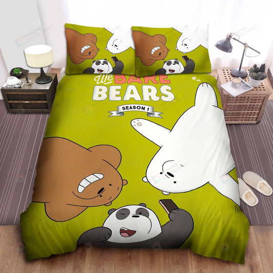 We Bare Bear Bedding Set We Bare Bears On The Ground Duvet Covers Green Unique Gift