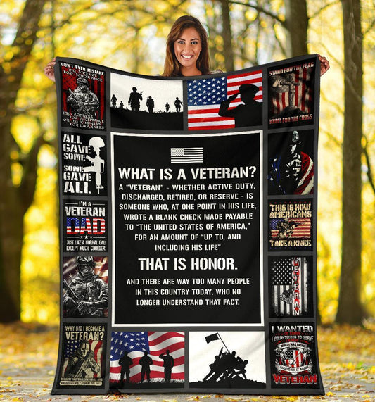 Veteran Blanket What Is A Veteran That Is Honor Blanket Black