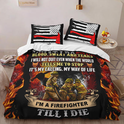Firefighter Bedding Set What I Do Isn't Easy Or Safe Duvet Covers Black Red Unique Gift