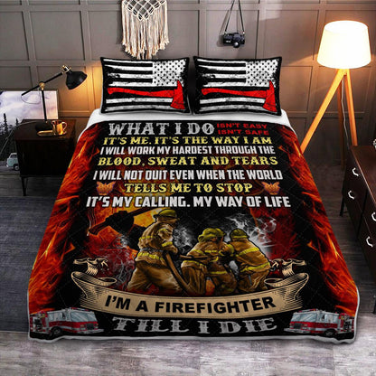 Firefighter Bedding Set What I Do Isn't Easy Or Safe Duvet Covers Black Red Unique Gift