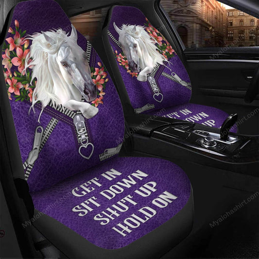 Horse Car Seat Covers Horse Get In Sit Down Shut Up Seat Covers Purple