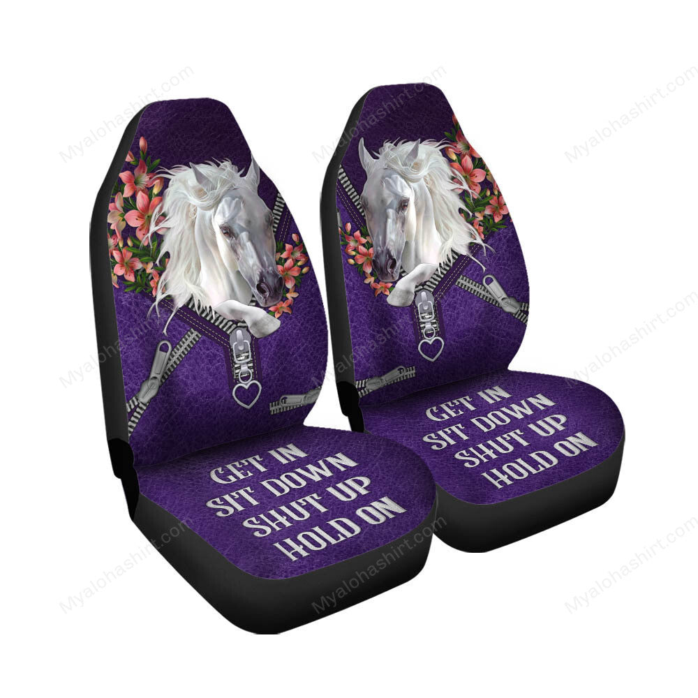 Horse Car Seat Covers Horse Get In Sit Down Shut Up Seat Covers Purple