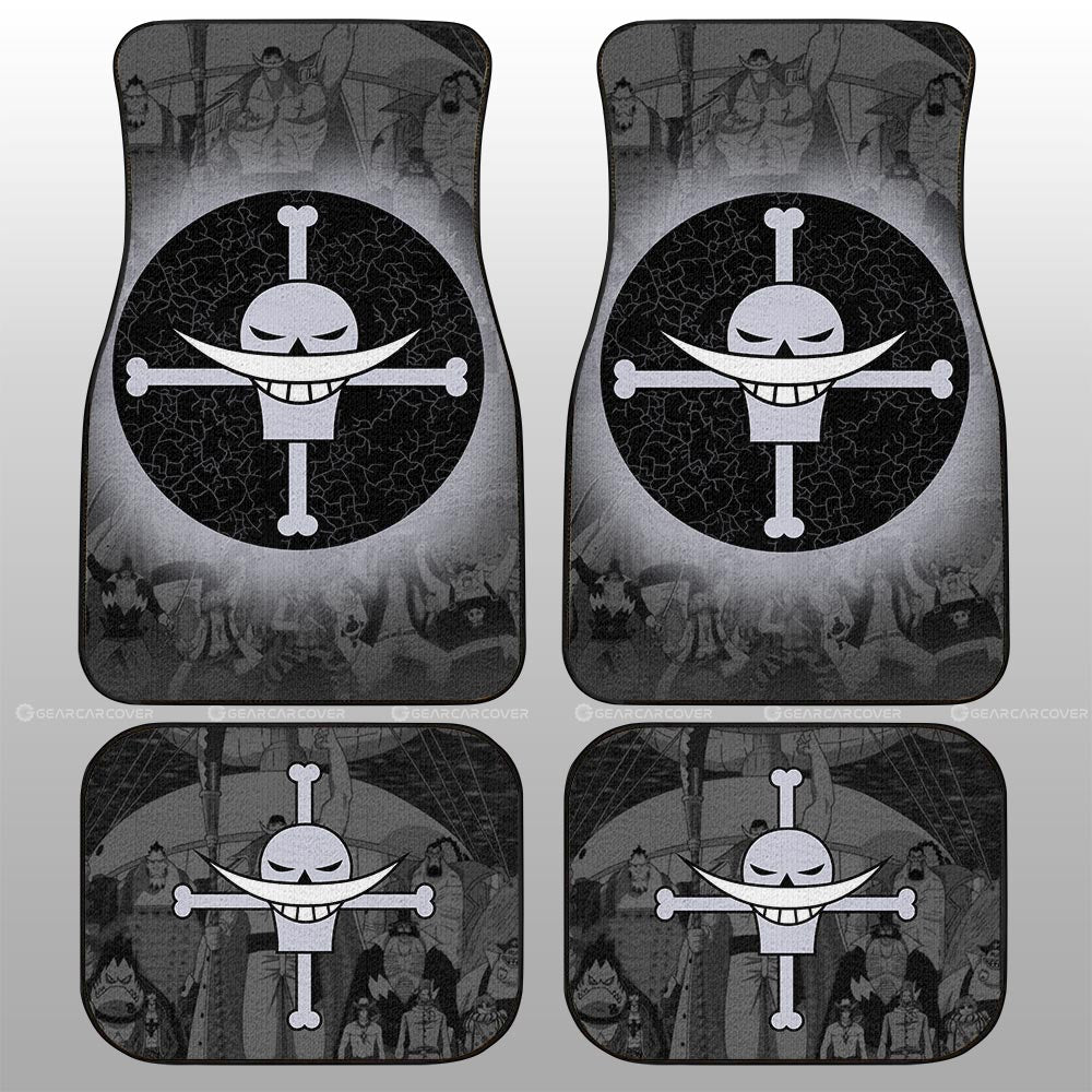 One Piece Car Mats Whitebeard Pirates Flag Jolly Roger Symbol Car Floor Mats Black Gray