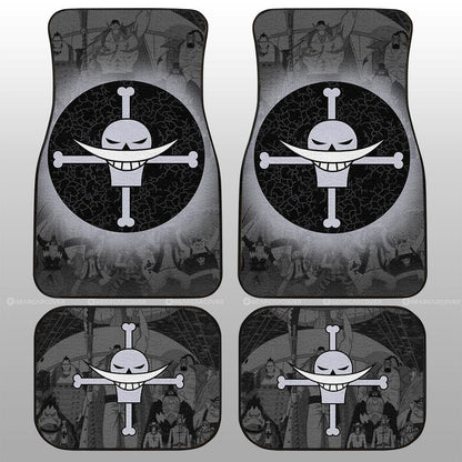 One Piece Car Mats Whitebeard Pirates Flag Jolly Roger Symbol Car Floor Mats Black Gray