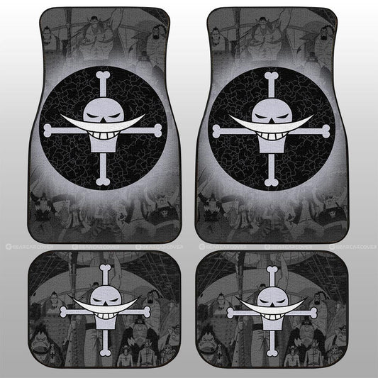 One Piece Car Mats Whitebeard Pirates Flag Jolly Roger Symbol Car Floor Mats Black Gray