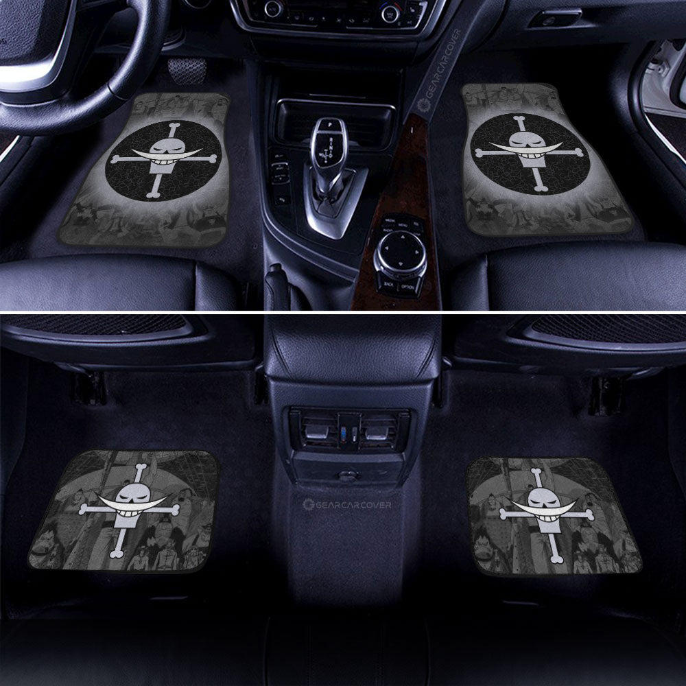 One Piece Car Mats Whitebeard Pirates Flag Jolly Roger Symbol Car Floor Mats Black Gray