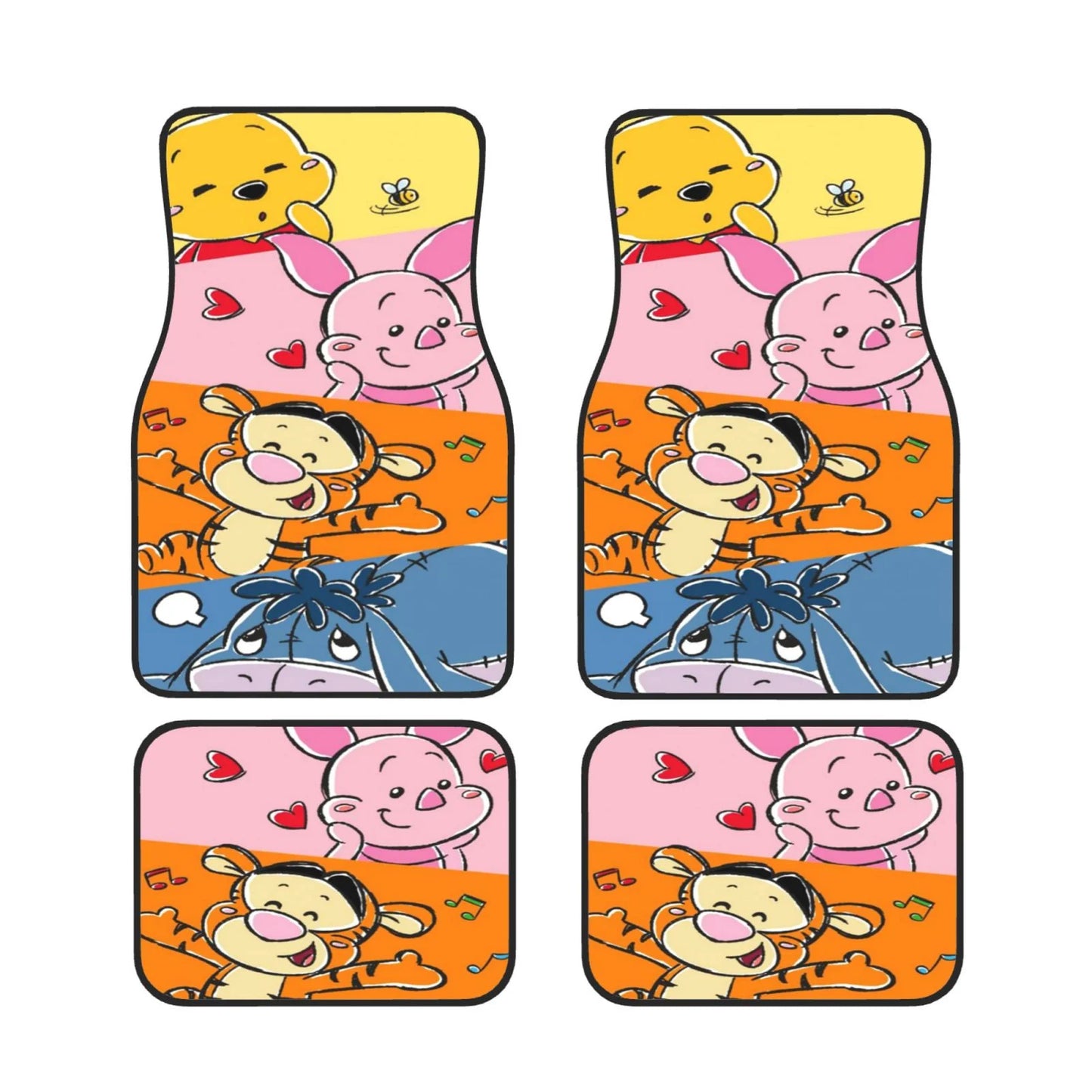 WTP Car Mats Chibi Cute Pooh Piglet Eeyore Tigger Car Floor Mats Colorful