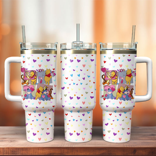 WTP 40 Oz Tumbler WTP And Friends Heart Pattern Tumbler 40 Oz Colorful