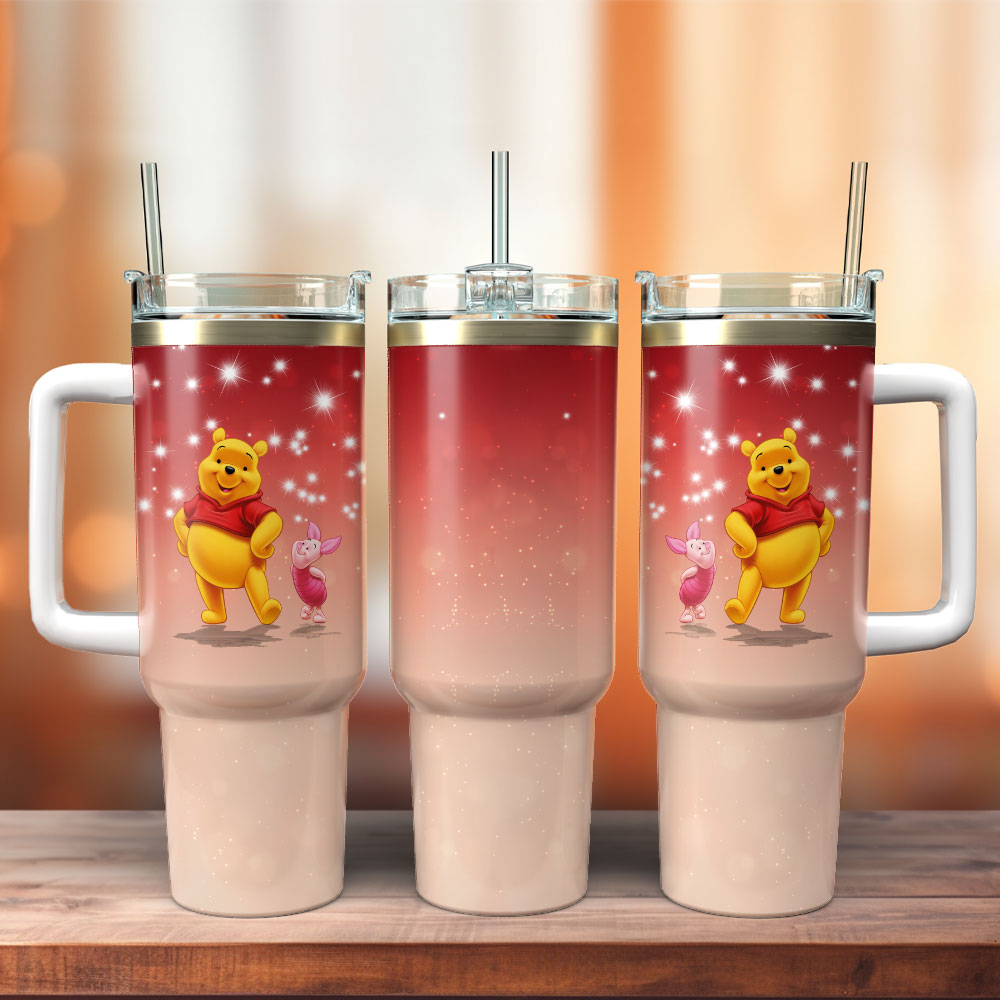 WTP 40 Oz Tumbler WTP And Piglet Sparkle Pattern Tumbler 40 Oz Red