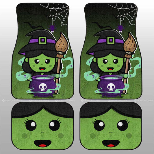 Halloween Car Mats Halloween Character Witch Face Car Floor Mats Black Green