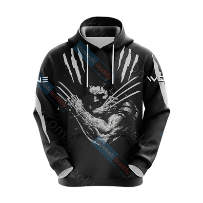 Wolverine Hoodie MV Wolverine Shadow Graphic Claws Pattern Hoodie Black Unisex