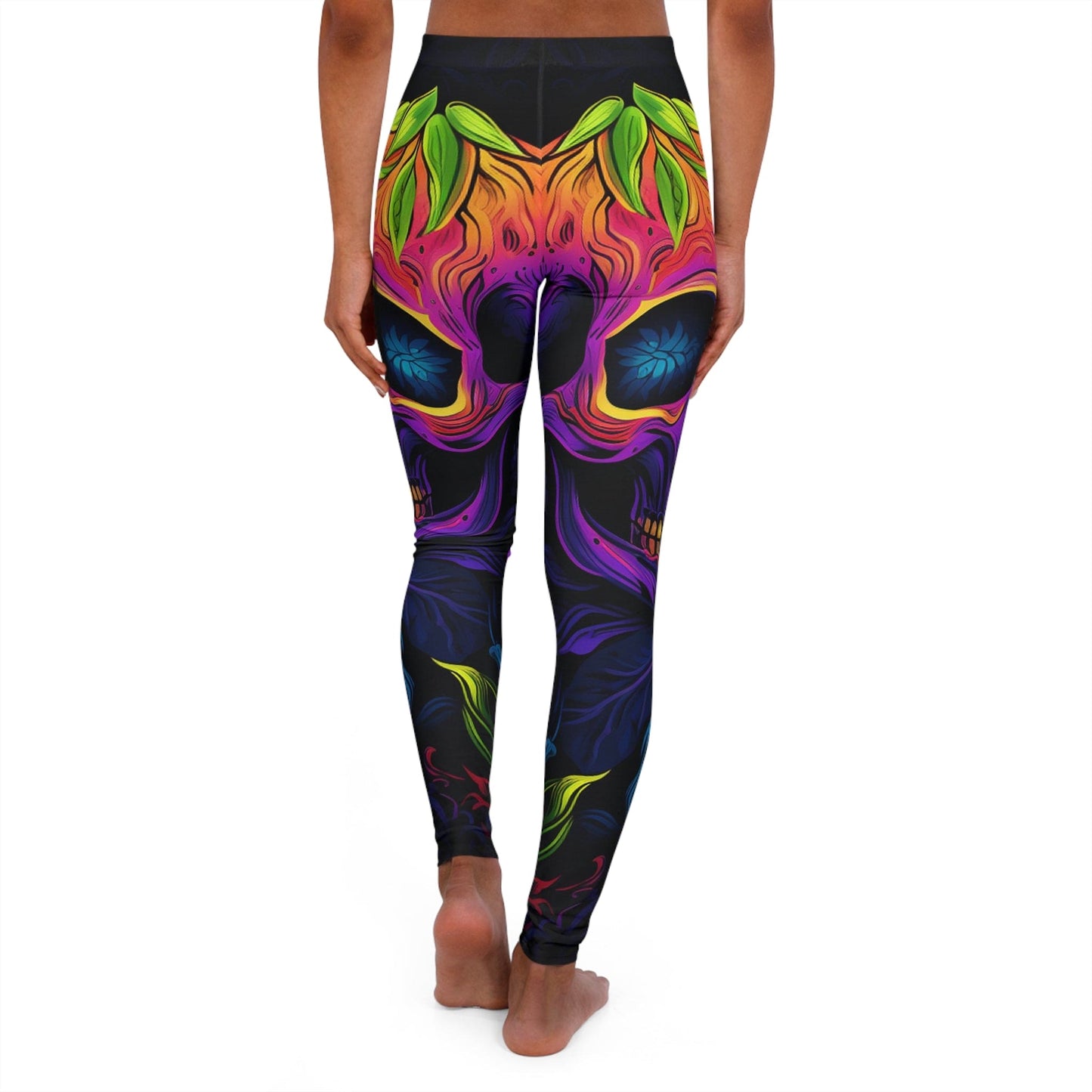 Skull Leggings Skull With Flower In The Eyes High Waisted Legging Colorful For Women