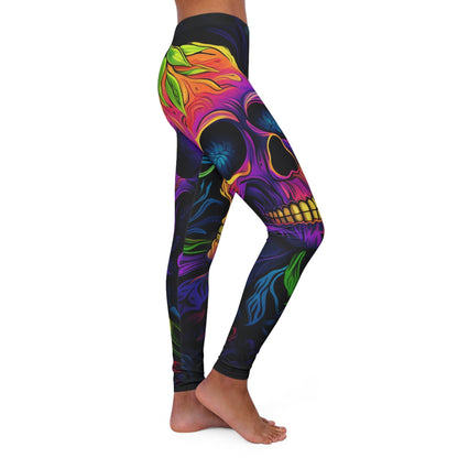 Skull Leggings Skull With Flower In The Eyes High Waisted Legging Colorful For Women