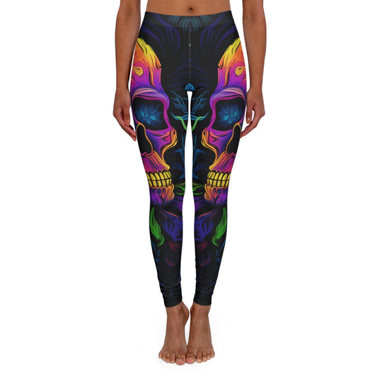 Skull Leggings Skull With Flower In The Eyes High Waisted Legging Colorful For Women