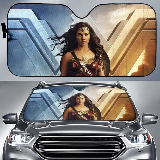 Wonder Woman Car Sun Shade Wonder Woman Super Heroine Winshield Sun Shade Blue Yellow