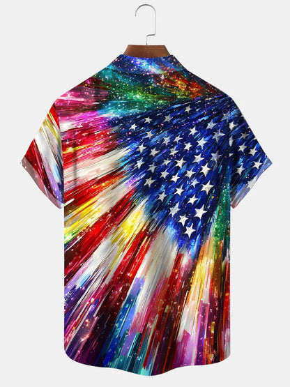 Alohadaddy Flag Button Pocket Casual Short Sleeve Shirt