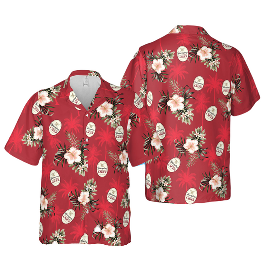 Yuengling Hawaii Shirt Yuengling Lager Tropical Flower Leaves Pattern Hawaiian Shirt Red Unisex