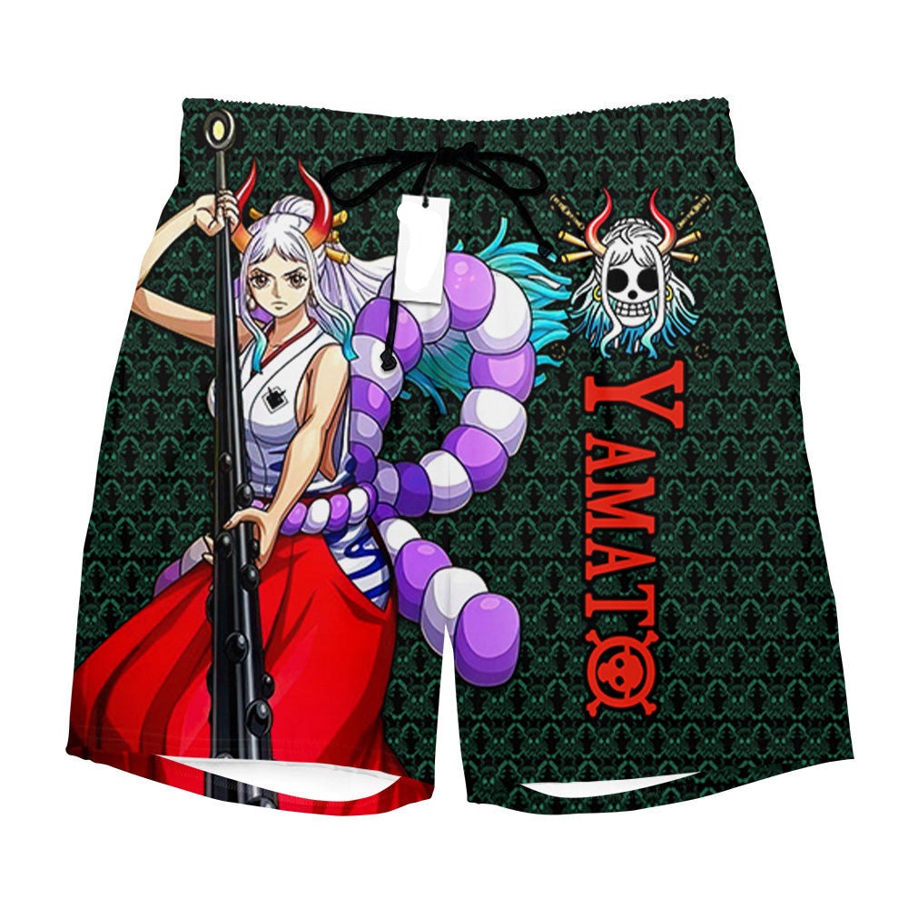 One Piece Shorts Yamato Graphic Jolly Roger Pattern Beach Shorts Colorful