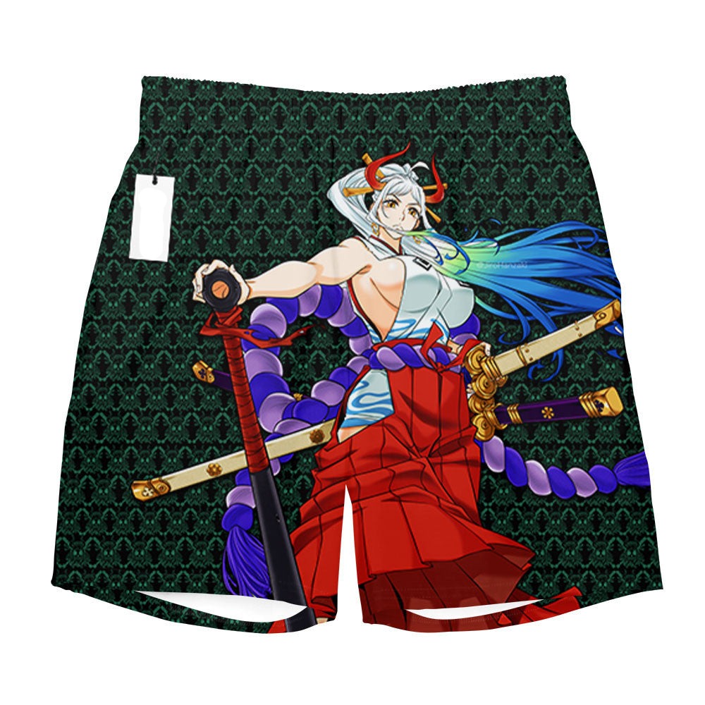 One Piece Shorts Yamato Graphic Jolly Roger Pattern Beach Shorts Colorful