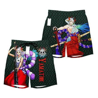 One Piece Shorts Yamato Graphic Jolly Roger Pattern Beach Shorts Colorful