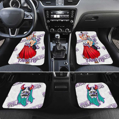 One Piece Car Mats One Piece Yamato Graphic Jolly Roger Symbol Car Floor Mats White Purple