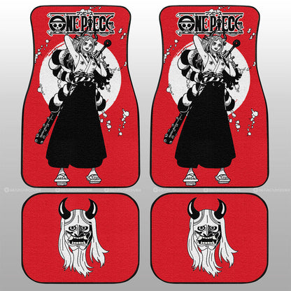 One Piece Car Mats One Piece Character Yamato Jolly Roger Symbol Car Floor Mats Red White