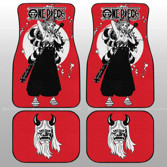 One Piece Car Mats One Piece Character Yamato Jolly Roger Symbol Car Floor Mats Red White