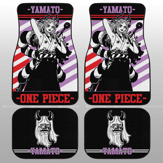 One Piece Car Mats One Piece Yamato Graphic Jolly Roger Symbol Car Floor Mats Black Pink