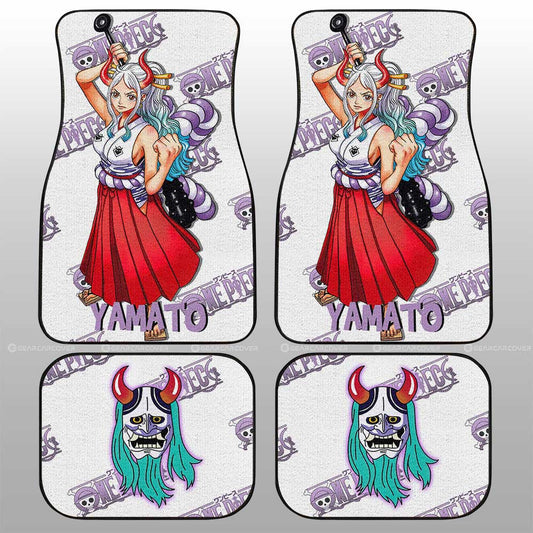One Piece Car Mats One Piece Yamato Graphic Jolly Roger Symbol Car Floor Mats White Purple