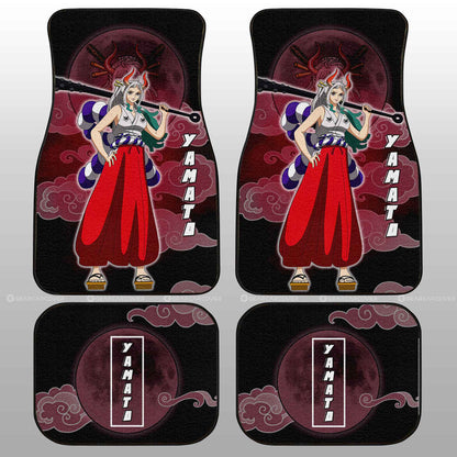 One Piece Car Mats Yamato Graphic Cloud And Moon Pattern Car Floor Mats Black Red