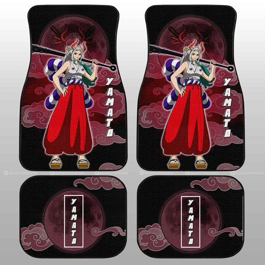One Piece Car Mats Yamato Graphic Cloud And Moon Pattern Car Floor Mats Black Red