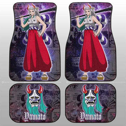 One Piece Car Mats One Piece Yamato Manga Pattern Jolly Roger Symbol Galaxy Car Floor Mats Colorful