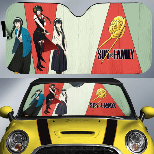 SpyxFamily Car Sun Shade SpyxFamily Yor Forger Character Winshield Sun Shade Red Green