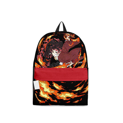 Demon Slayer Backpack Yoriichi Tsugikuni In Action Graphic Backpacks Black Orange