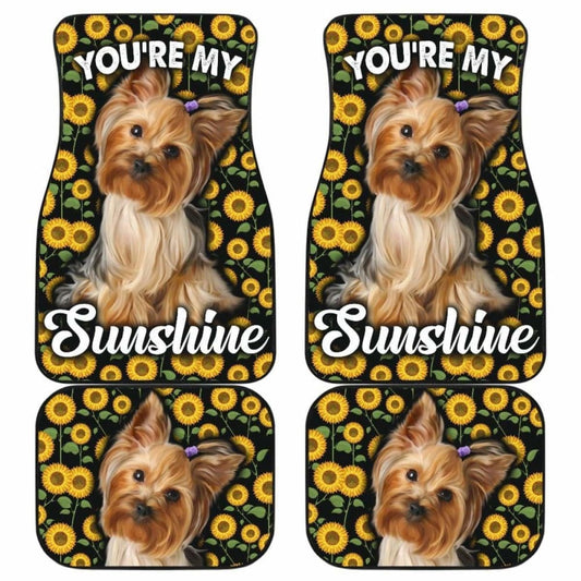 Dog Car Floor Mats Yorkshire Dog You're My Sunshine Sunflower Car Mats
