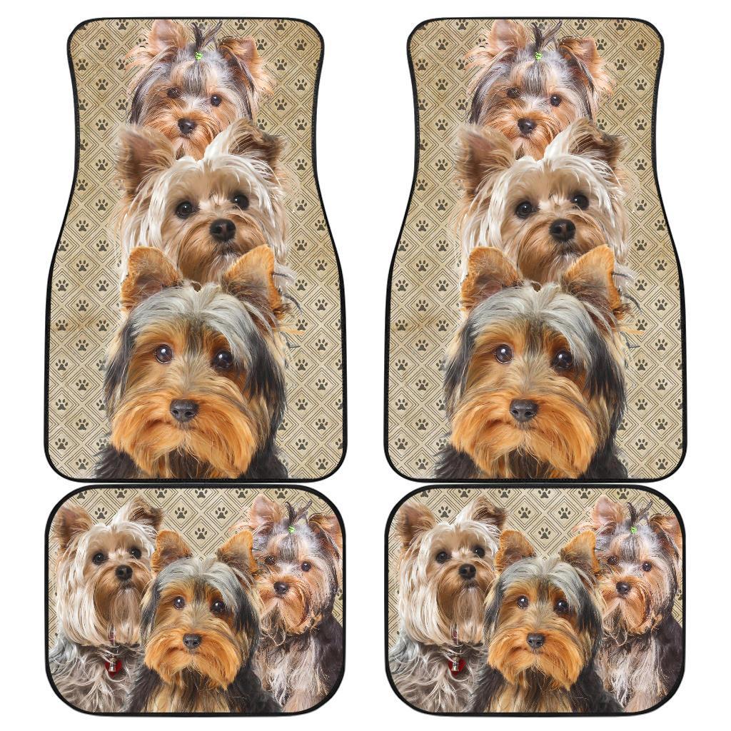 Dog Car Floor Mats Yorkshire Terrier Dog In A Group Pawprint Pattern Car Mats