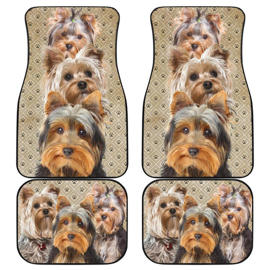 Dog Car Floor Mats Yorkshire Terrier Dog In A Group Pawprint Pattern Car Mats