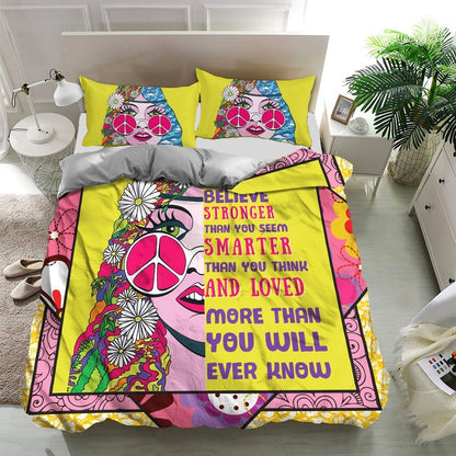 Hippie Bedding Set You Are Braver Than You Believe Duvet Covers Yellow Unique Gift