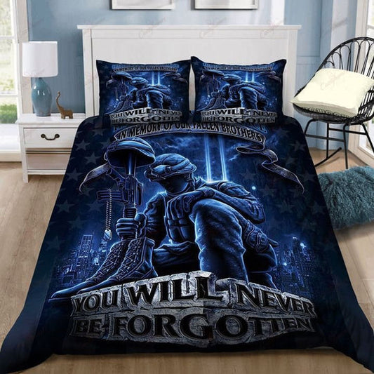 Veteran Bedding Set You Will Never Be Forgotten Duvet Covers Blue Unique Gift