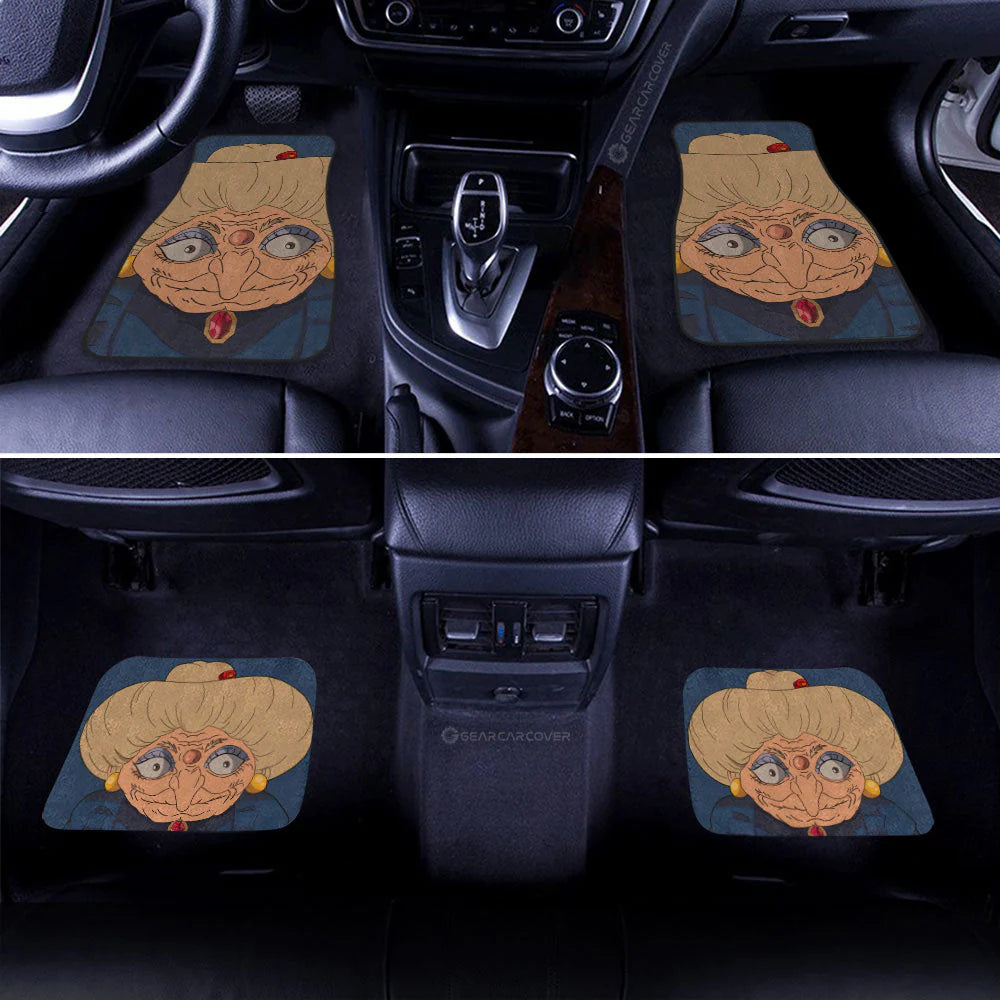 SGhibli Car Mats SGhibli Spirited Away Yubaba Face Graphic Car Floor Mats Blue Pink