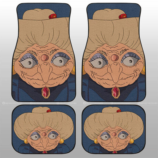 SGhibli Car Mats SGhibli Spirited Away Yubaba Face Graphic Car Floor Mats Blue Pink