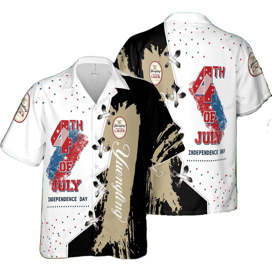 Yuengling Hawaii Shirt Yuengling 4th Of July Independence Day Hawaiian Shirt Black White Unisex