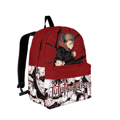 Jujutsu Kaisen Backpack Yuji Itadori Manga Pattern Backpacks Red White
