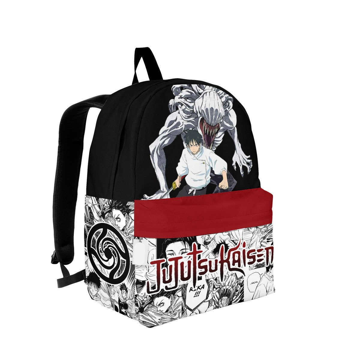 Jujutsu Kaisen Backpack Yuta Okkotsu And Rika Manga Pattern Backpacks Black White