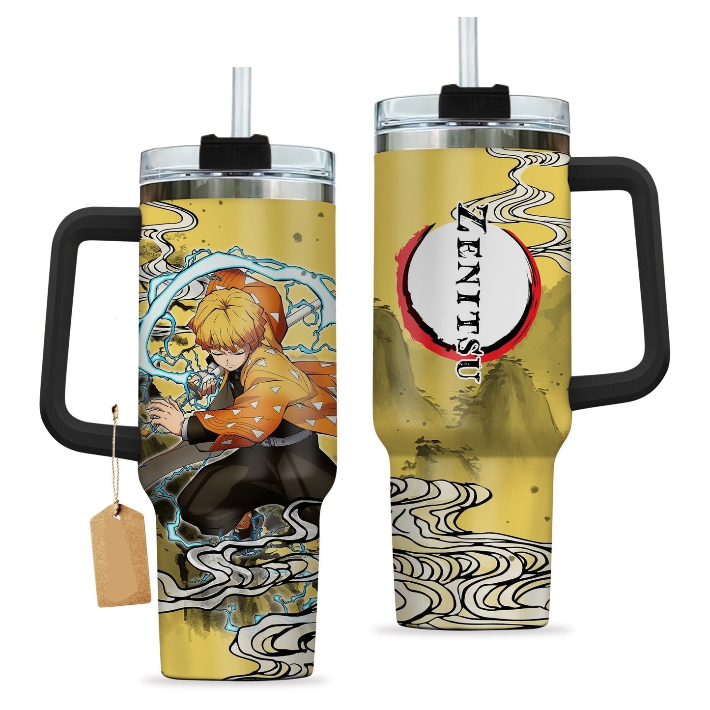 Demon Slayer 40 Oz Tumbler Zenitsu Agatsuma Thunder Breathing Tumbler 40 Oz Yellow