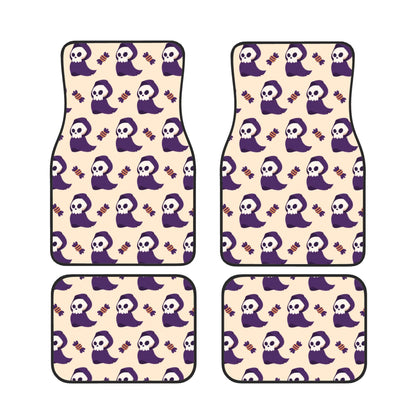 Halloween Car Mats Halloween Cute Reaper Candy Pattern Car Floor Mats Purple Yellow