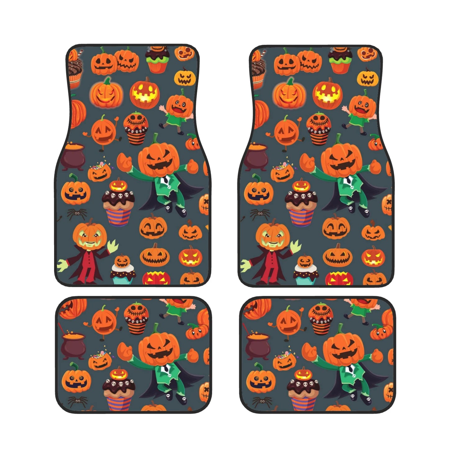 Halloween Car Mats Halloween Pumpkin Cupcake Pattern Car Floor Mats Orange