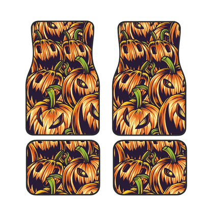 Halloween Car Mats Halloween Emotions Pumpkin Pattern Car Floor Mats Orange