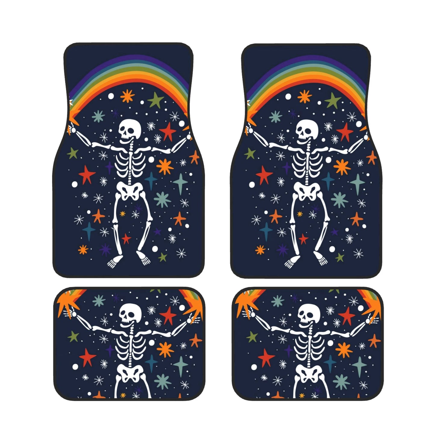 Halloween Car Mats Halloween Skeleton Mking Rainbow Car Floor Mats Black